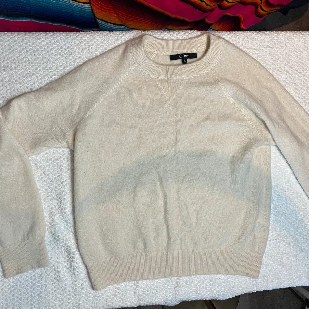 Quince Mongolian Cashmere Crewneck Sweater Womens Small Cream